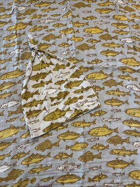 Milkbarn Trout 3-6 Mnths hat and small blanket Fish Print